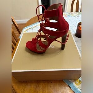 Michael Kors Vibrant Red Lace-Up Heels